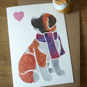 Cartes de correspondance SAINT BERNARD Bernhardiner / aquarelle imprimée par un artiste britannique / cadeau, salutations, merci, perte d'un animal de compagnie, condoléances, anniversaire