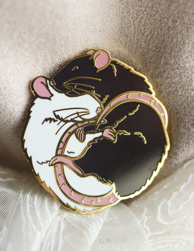 Cute pet fancy RAT hard enamel cloisonne pin, five different limited edition colours, perfect gift for ratty lovers 
