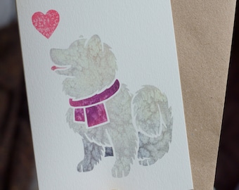 SAMOYED note cards notelets / printed watercolour art design / gift, greetings, thank you, pet loss, condolences, birthday / white spitz dog