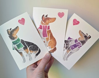 SMOOTH COLLIE note cards / printed watercolour design / gift, greetings, thank you, pet loss, condolence, birthday / tricolour, sable, merle