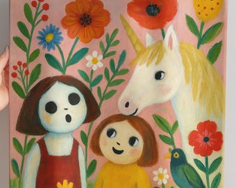 Original painting "Unicorn & Friends" – Hand-painted on canvas | Poetic Art