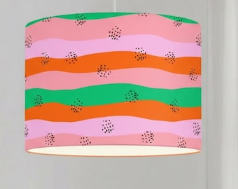 Färgglad abstrakt lampskärm | Modern taklampskärm | Lekfull heminredning | Rosa orange grön