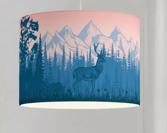Färgglad blommig lampskärm | Färgglad taklampa med botaniskt mönster | Barnrumslampa | Iögonfallande lampskärm