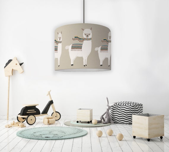 Children's lamp lampshade living room llama zoo circus beige