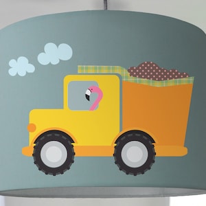 Lampshade Children&#39;s room Construction site Cars Excavator Trucks Vehicles Children&#39;s lamp Bird Monkey Fox mint