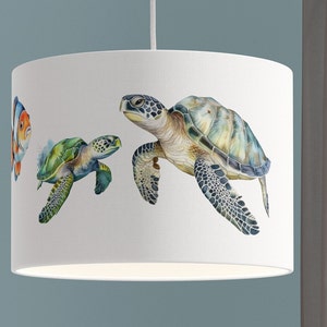 Lampshade for children whale fish sea turtle nursery mint