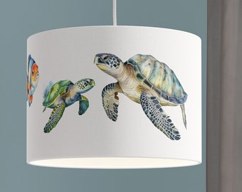 Lampshade for children whale fish sea turtle nursery mint