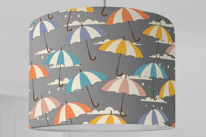 Lampshade Graphic Pattern Clouds Umbrella Sky Bedroom Nursery Floor Lamp Baby Kitchen Colorful