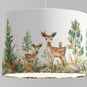 Lampshade Nursery Lamp Animals Forest Forest Animals Squirrel Snail Tree Baby Babylampe Toddler gray