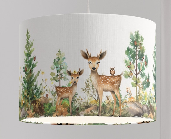 Lampshade Nursery Lamp Animals Forest Forest Animals Squirrel Snail Tree Baby Babylampe Toddler gray