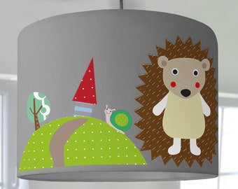 Kinderlampe Kinderzimmer Lampenschirm grau Igel