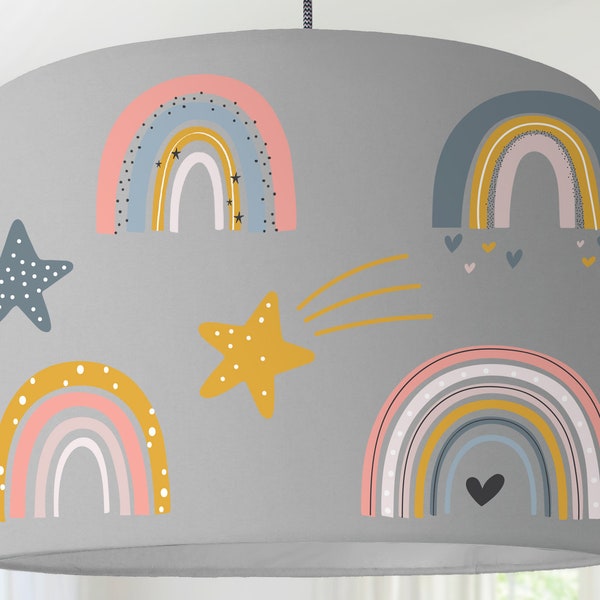 children's room lampshade rainbow star boy grey modern Scandinavian pattern modern Scandinavian minimalist