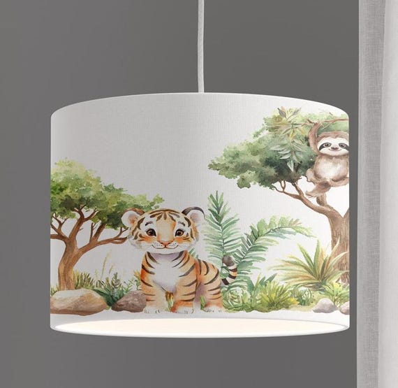 Lampshade Nursery Lamp Animals Forest Forest Animals Squirrel Snail Tree Baby Babylampe Toddler gray