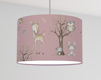 Lampenschirm kinder zimmer Mädchen, Reh Tipee Hase, Kinderlampe Waldtiere boho