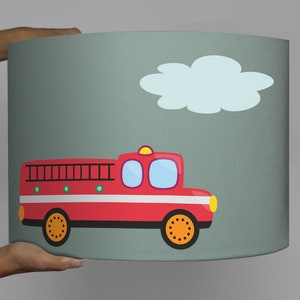 Children lamp lampshade fire department helicopter boat vehicles cars cloud baby baby lamp nursery mint