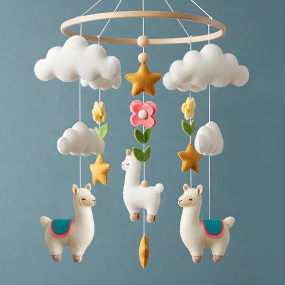 Lama Mobile - Baby Mobile with cloud stars