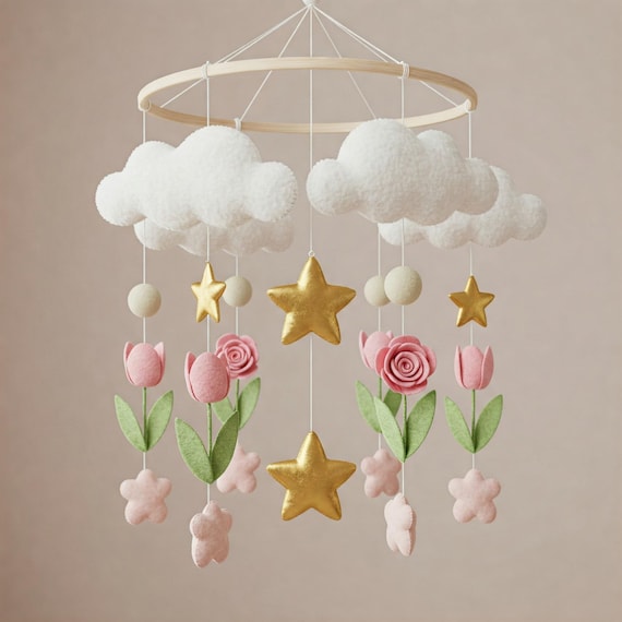 Magical Gold Mobile - Baby Mobile with cloud stars
