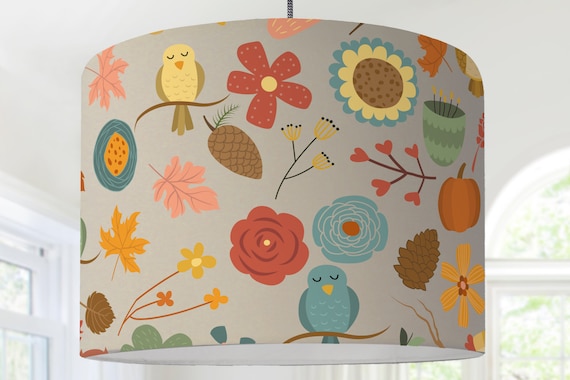 Lampshade Baby Babylampe Birds Flowers Pattern