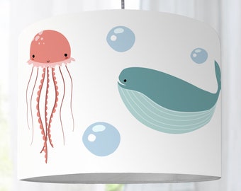 Hanging lamp children lampshade whale sea fish white nursery