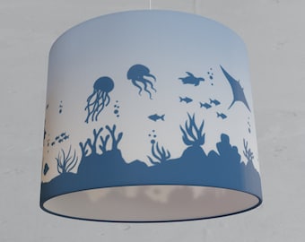 Hanging lamp children lampshade whale sea fish white nursery