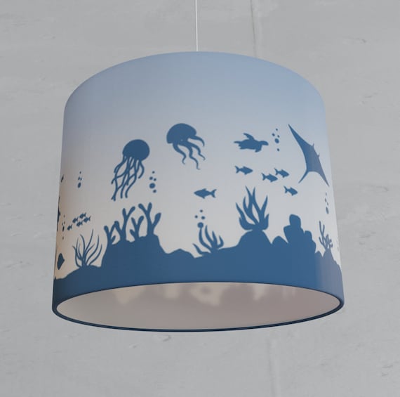 Hanging lamp children lampshade whale sea fish white nursery