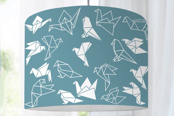 Lampshade bird pattern birdcage blue