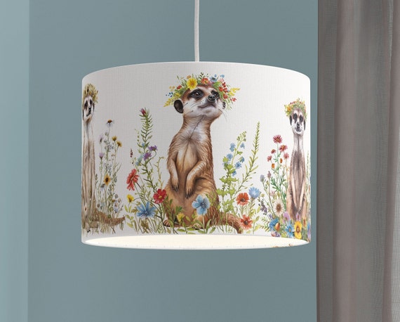 Lampshade Nursery Lamp Animals Forest Forest Animals Squirrel Snail Tree Baby Babylampe Toddler gray