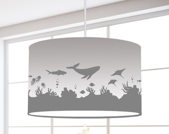 Hanging lamp children lampshade whale sea fish white nursery