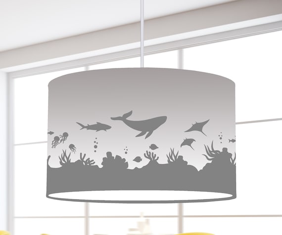 Hanging lamp children lampshade whale sea fish white nursery