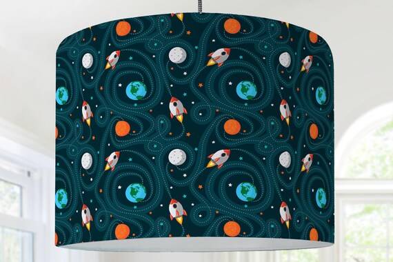 Children S Lamp Lampshade Spaceship Rocket Planet Space Etsy