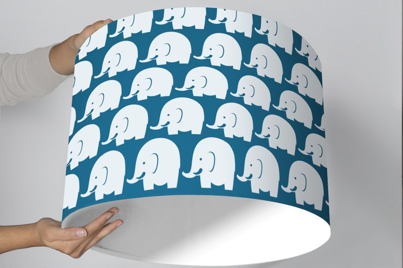 Lampenschirm Elefant Elefanten Dschungel Zoo Zirkus Zirkuslampe blau Kinderlampe Kinderzimmer Bild 2