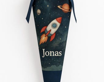 School cone astronaut, candy cone, space, rocket, planet, stars, school enrollment boy, back to school gift, personalized, with name