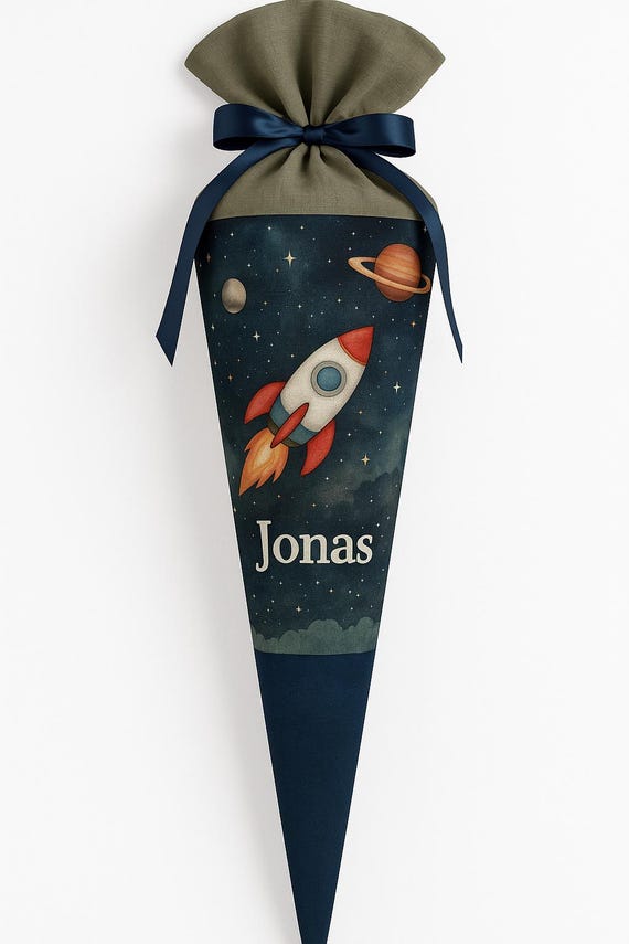 School cone astronaut, candy cone, space, rocket, planet, stars, school enrollment boy, back to school gift, personalized, with name