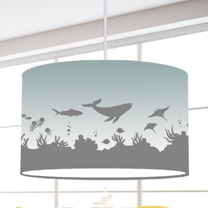 Hanging lamp children lampshade whale sea fish white nursery