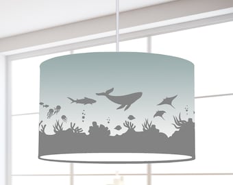 Hanging lamp children lampshade whale sea fish white nursery