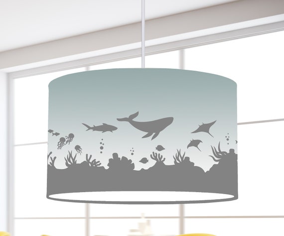 Hanging lamp children lampshade whale sea fish white nursery