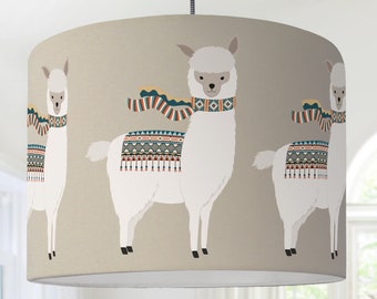 Kinderlamp lampenkap woonkamer lama dierentuin circus beige