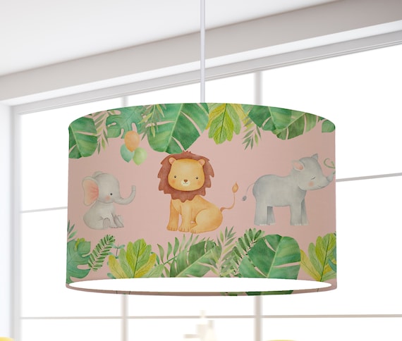 Lamp children's room jungle animals cotton lampshade
