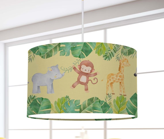 Lamp children's room jungle animals cotton lampshade