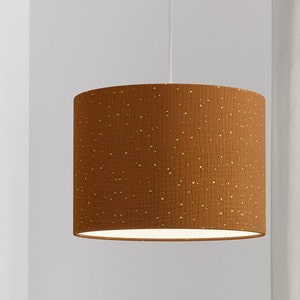 Living room lampshade brown confetti gold muslin modern minimalist Scandinavian