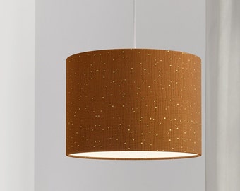 Living room lampshade brown confetti gold muslin modern minimalist Scandinavian