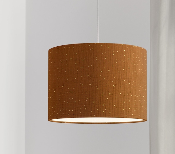 Living room lampshade brown confetti gold muslin modern minimalist Scandinavian