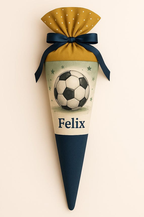 School cone football, candy cone, school enrollment boy, goalkeeper, ball, stadium, back to school gift, personalized, with name, kicker