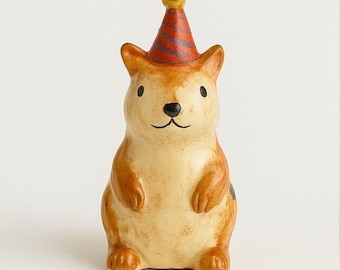 Hand-painted clay squirrel – clay candle holder, 7 cm wide, birthday decoration, animal figure handmade