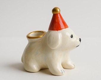 Candle holder dog birthday, hand-painted figure, animal candle holder, birthday decoration, gift idea, party decoration, handmade, unique