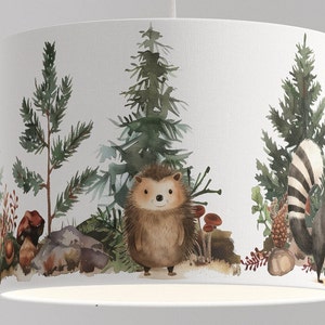 Lampshade Nursery Lamp Animals Forest Forest Animals Squirrel Snail Tree Baby Babylampe Toddler gray