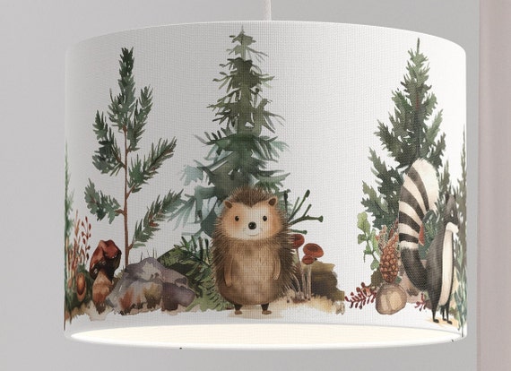 Lampshade Nursery Lamp Animals Forest Forest Animals Squirrel Snail Tree Baby Babylampe Toddler gray