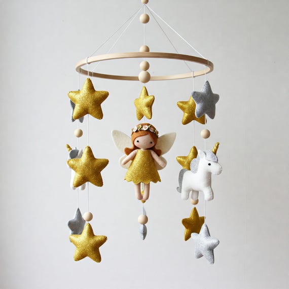 Magical Gold Mobile - Baby Mobile with cute angel