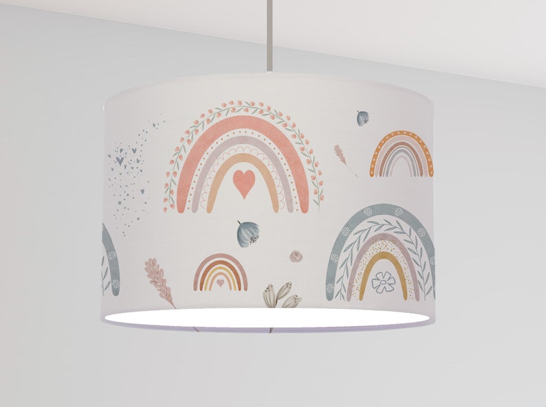 Lampe enfant abat-jour arc-en-ciel fille bohème motif scandinave moderne minimaliste image 1