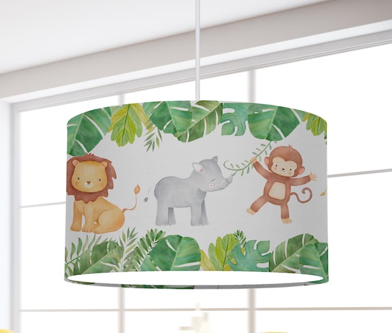 Lamp children's room lampshade jungle animals cotton lampshade